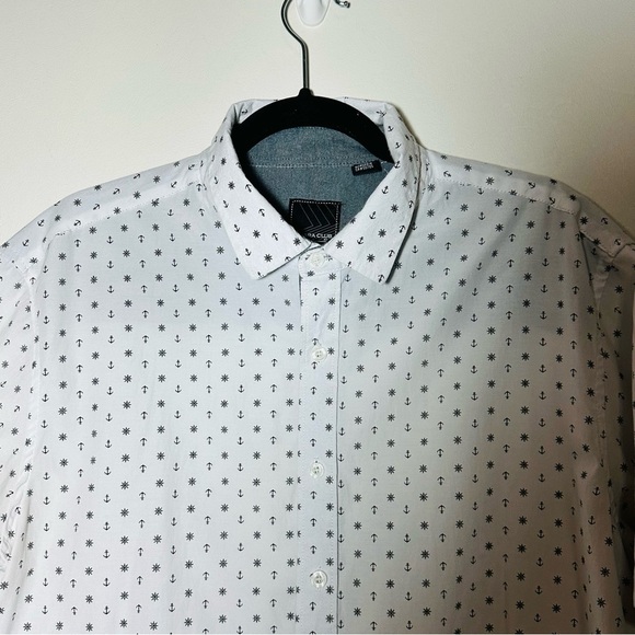 Sahara Club Mens Short Sleeve Button Down Shirt with Anchors Ship Wheels Pattern - Picture 2 of 8